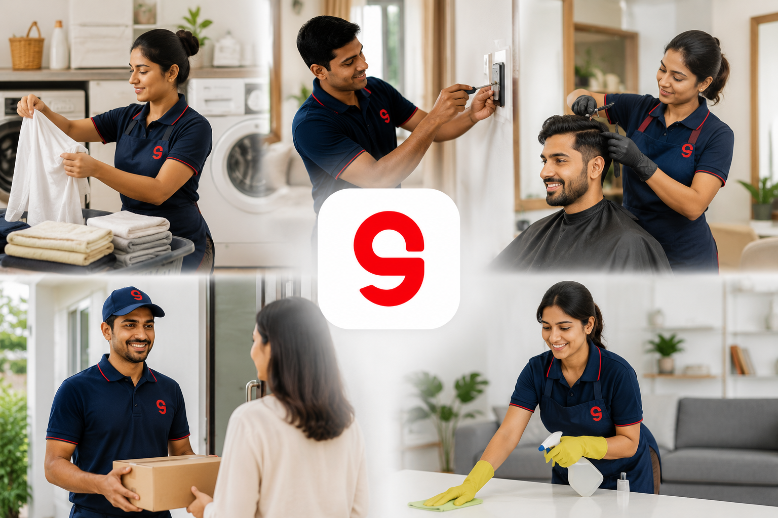 GetBago professionals at work — laundry, electrical, haircuts, delivery and home cleaning